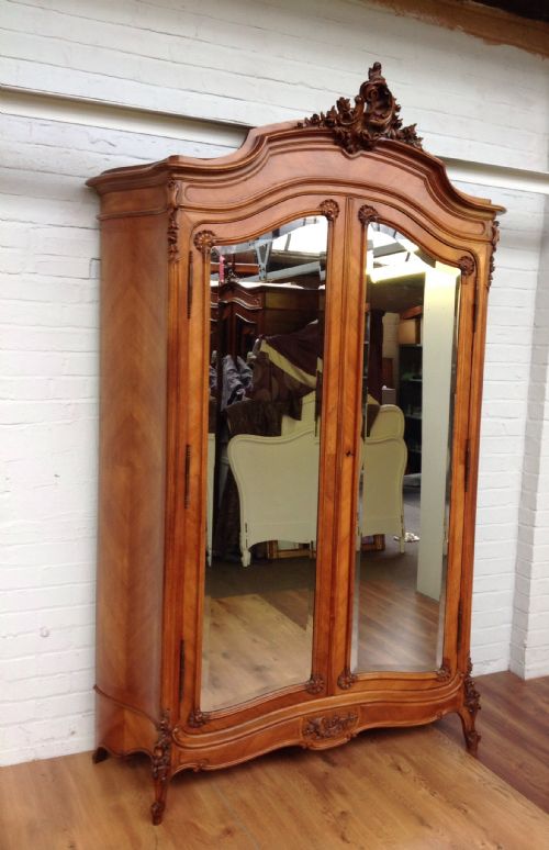 carved walnut french armoire - CATEGORY: ANTIQUE WARDROBES - DATED 1900