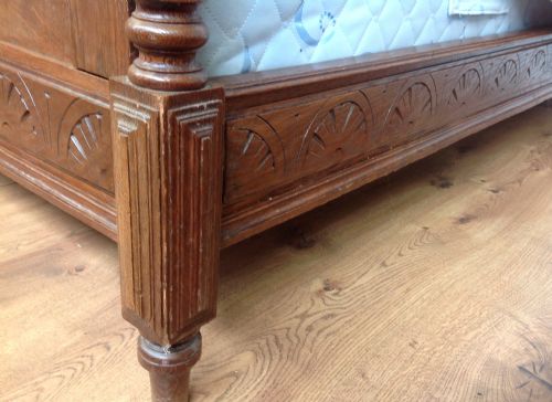 FRENCH CARVED OAK BED - ADDITIONAL PHOTO 3
