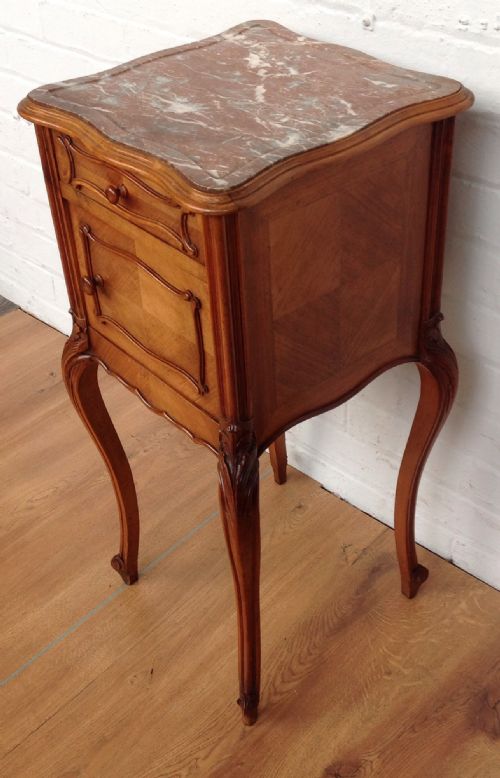 FRENCH WALNUT BEDSIDE CABINET - ADDITIONAL PHOTO 1