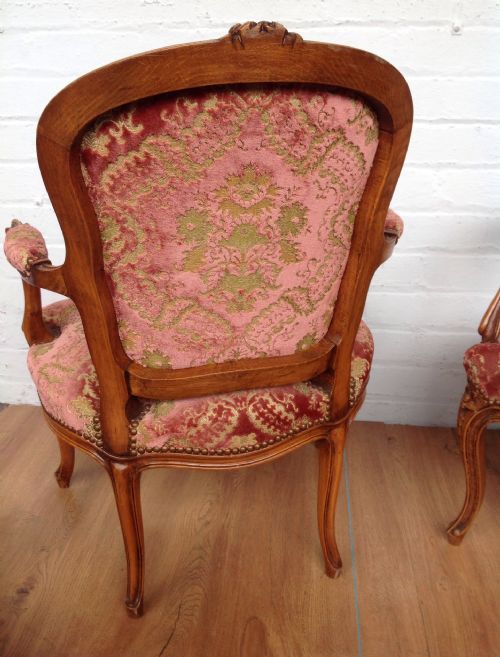 PAIR OF FRENCH UPHOLSTERED LOUIS XV ARMCHAIRS - ADDITIONAL PHOTO 2