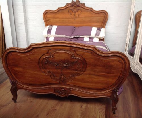 french walnut carved bed - CATEGORY: ANTIQUE BEDS - DATED 1900