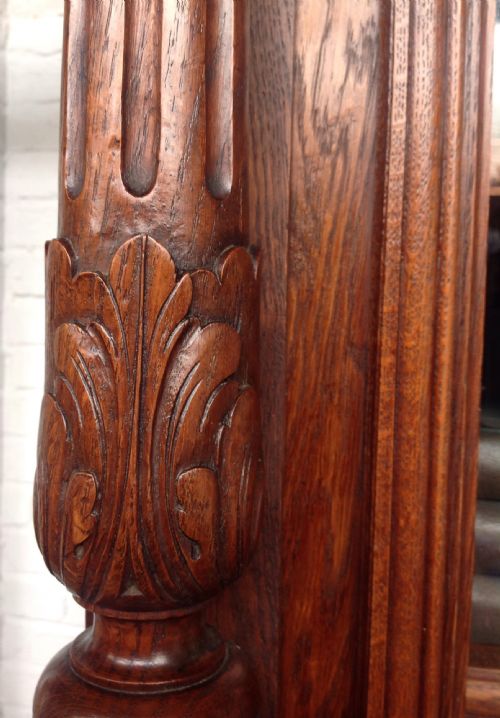 CARVED OAK INVERTED BREAKFRONT FRENCH BOOKCASE - ADDITIONAL PHOTO 9