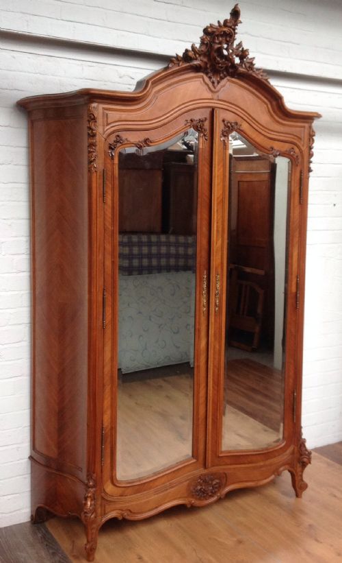 carved french walnut two door armoire - CATEGORY: ANTIQUE WARDROBES - DATED 1890