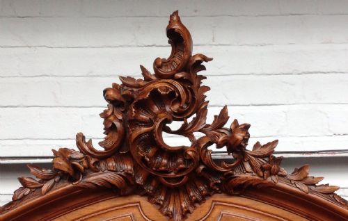 CARVED FRENCH WALNUT TWO DOOR ARMOIRE - ADDITIONAL PHOTO 1