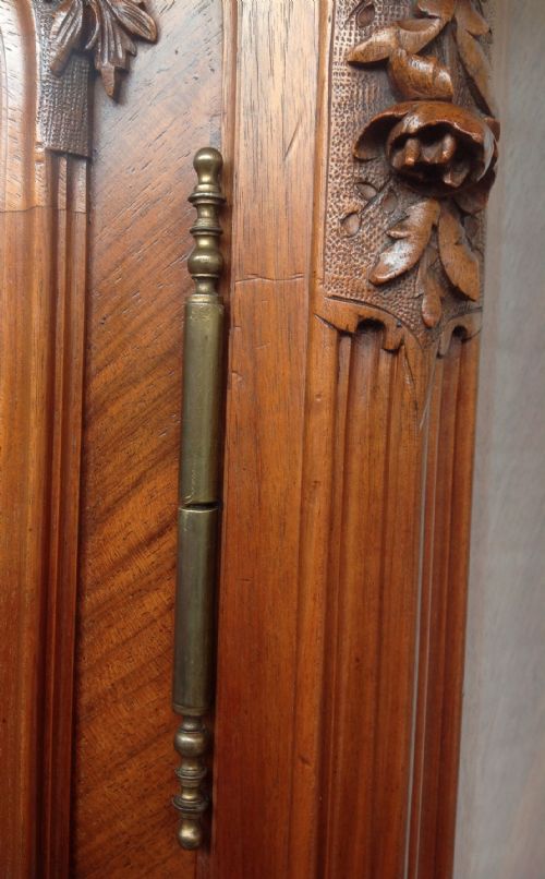 CARVED FRENCH WALNUT TWO DOOR ARMOIRE - ADDITIONAL PHOTO 8