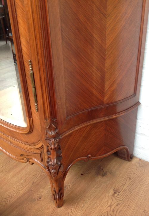 CARVED FRENCH WALNUT TWO DOOR ARMOIRE - ADDITIONAL PHOTO 11