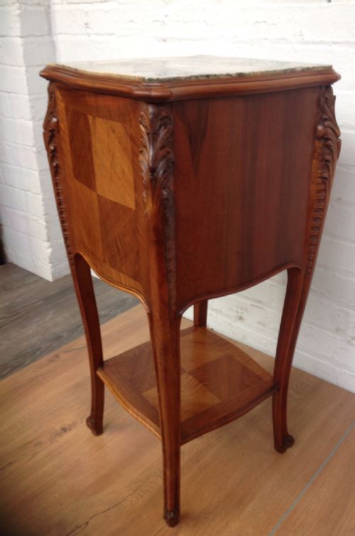 ANTIQUE FRENCH WALNUT SERPENTINE BEDSIDE CABINET - ADDITIONAL PHOTO 3