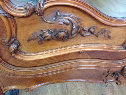 fig 1. ANTIQUE FRENCH WALNUT ARMOIRE WITH CARVED DOORS.