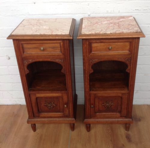 pair of french oak bedside cabinets - CATEGORY: ANTIQUE CABINETS - DATED 1900