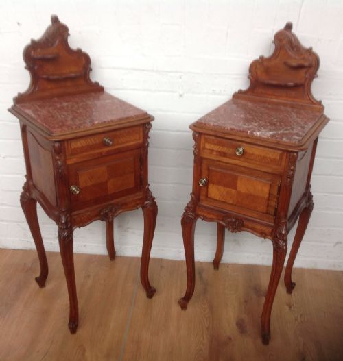 PAIR OF ANTIQUE FRENCH BEDSIDE CABINETS - ADDITIONAL PHOTO 1