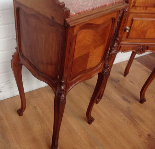PAIR OF ANTIQUE FRENCH BEDSIDE CABINETS - ADDITIONAL PHOTO 4