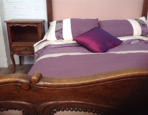 OAK FRENCH UPHOLSTERED CARVED MARRIAGE BED AND BEDSIDES - ADDITIONAL PHOTO 8