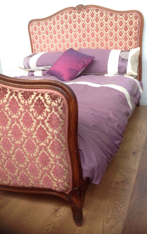 CARVED WALNUT UPHOLSTERY FRENCH BED - ADDITIONAL PHOTO 1
