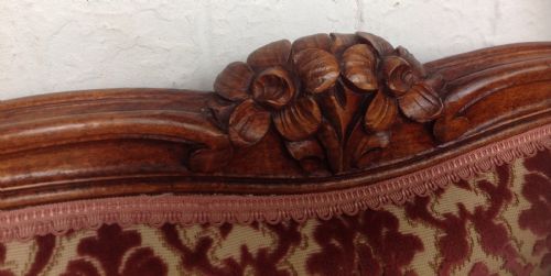 CARVED WALNUT UPHOLSTERY FRENCH BED - ADDITIONAL PHOTO 2