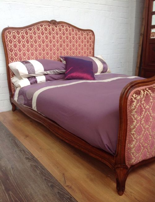 CARVED WALNUT UPHOLSTERY FRENCH BED - ADDITIONAL PHOTO 5
