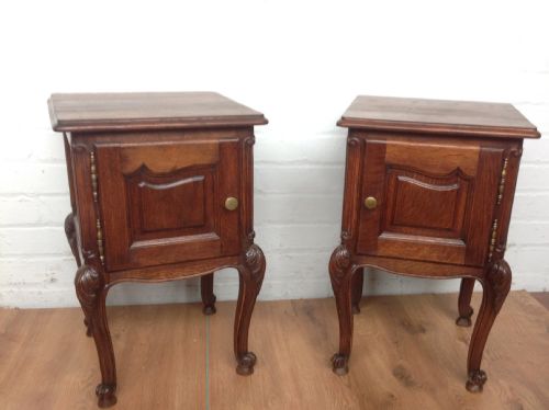 antique french oak bedside cabinets - CATEGORY: ANTIQUE CABINETS - DATED 1920