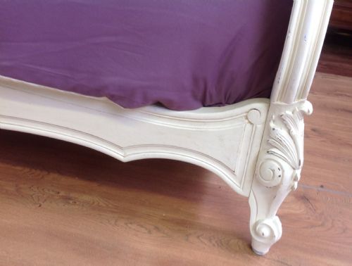 PAINTED FRENCH 34 CARVED BED - ADDITIONAL PHOTO 4