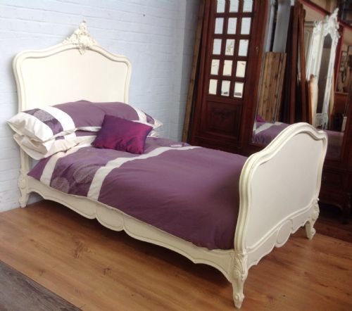 PAINTED FRENCH 34 CARVED BED - ADDITIONAL PHOTO 7