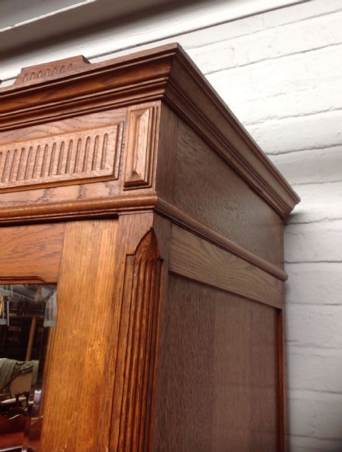 ANTIQUE FRENCH OAK CARVED ARMOIRE - ADDITIONAL PHOTO 3