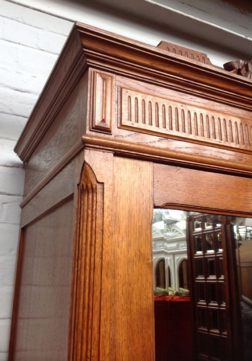 ANTIQUE FRENCH OAK CARVED ARMOIRE - ADDITIONAL PHOTO 9