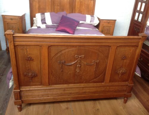 CARVED OAK FRENCH KINGSIZE BED - ADDITIONAL PHOTO 4