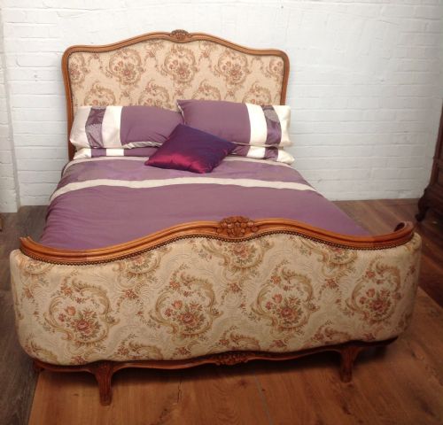 french upholstered carved double bed - CATEGORY: ANTIQUE BEDS - DATED 1920