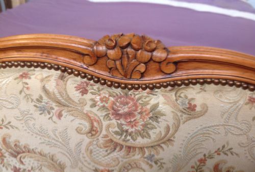 FRENCH UPHOLSTERED CARVED DOUBLE BED - ADDITIONAL PHOTO 1