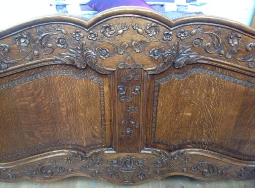 ORNATELY CARVED FRENCH OAK DOUBLE BED - ADDITIONAL PHOTO 2