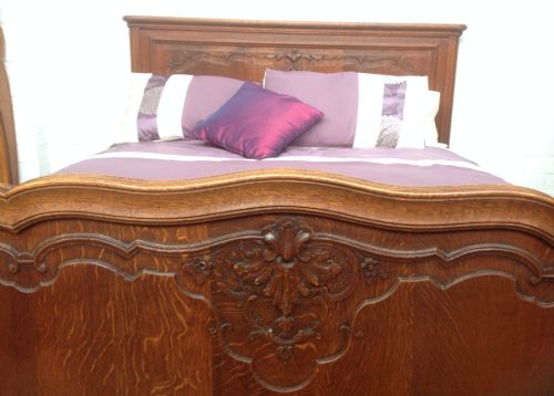 CARVED OAK FRENCH KINGSIZE BED - ADDITIONAL PHOTO 5