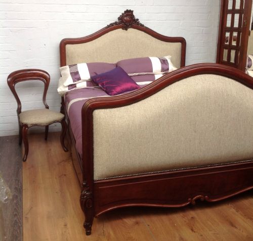 KINGSIZE MAHOGANY CARVED FRENCH BED - ADDITIONAL PHOTO 11