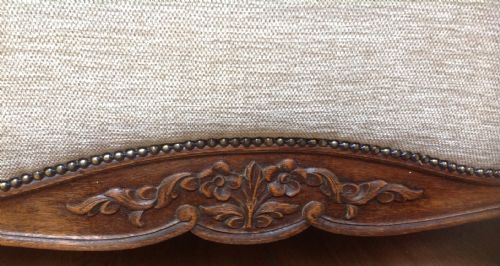 FRENCH CARVED OAK NEWLY UPHOLSTERED BED - ADDITIONAL PHOTO 1