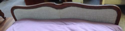 FRENCH CARVED OAK NEWLY UPHOLSTERED BED - ADDITIONAL PHOTO 4