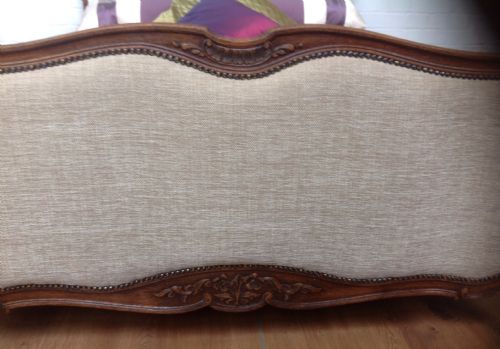 FRENCH CARVED OAK NEWLY UPHOLSTERED BED - ADDITIONAL PHOTO 5