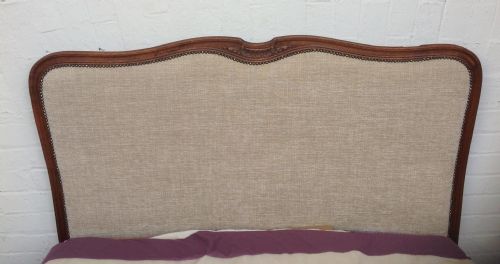 FRENCH CARVED OAK NEWLY UPHOLSTERED BED - ADDITIONAL PHOTO 8