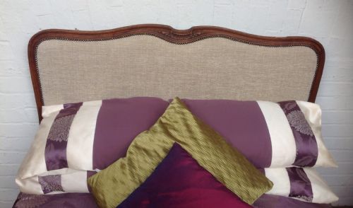 FRENCH CARVED OAK NEWLY UPHOLSTERED BED - ADDITIONAL PHOTO 10