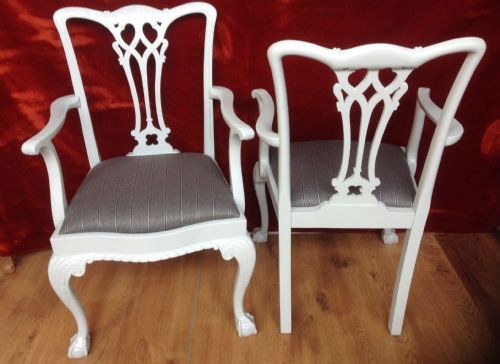 PAIR OF MAHOGANY PAINTED CARVER CHAIRS AND CONSOLE TABLE - ADDITIONAL PHOTO 2