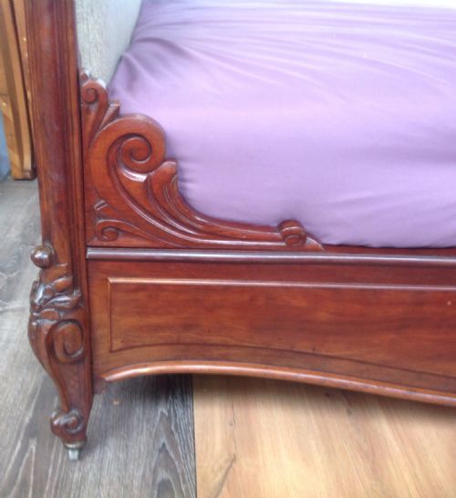 KINGSIZE MAHOGANY CARVED FRENCH BED - ADDITIONAL PHOTO 12