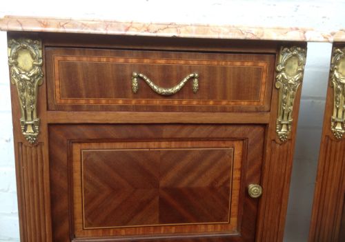 PAIR OF INLAID MAHOGANY FRENCH BEDSIDE CABINETS - ADDITIONAL PHOTO 1