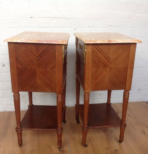 PAIR OF INLAID MAHOGANY FRENCH BEDSIDE CABINETS - ADDITIONAL PHOTO 3