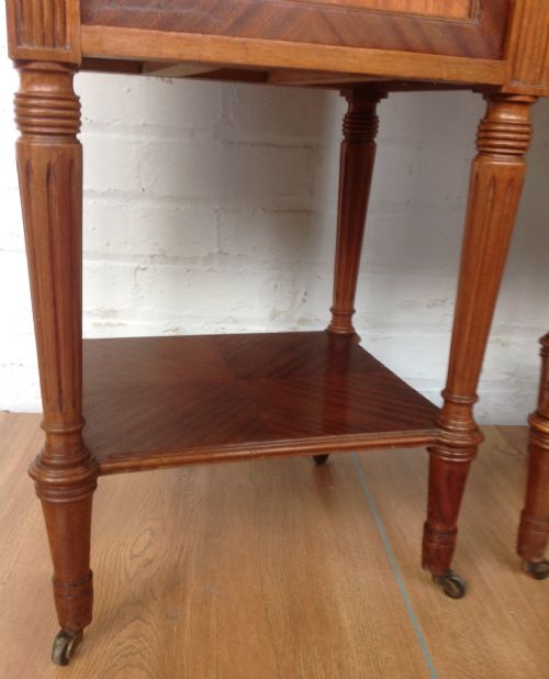 PAIR OF INLAID MAHOGANY FRENCH BEDSIDE CABINETS - ADDITIONAL PHOTO 4