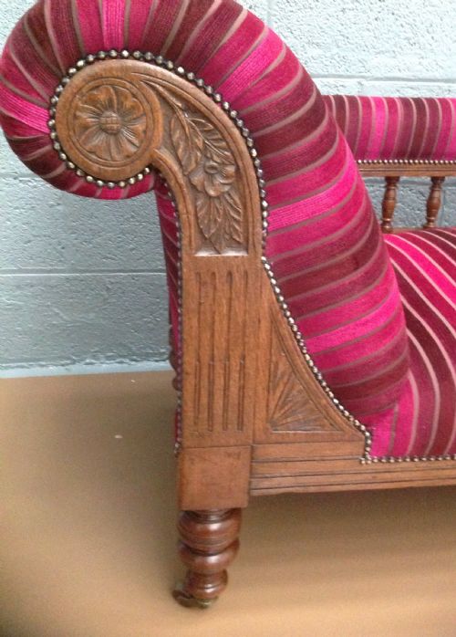 ANTIQUE OAK CHAISE LOUNGE AND STOOL - ADDITIONAL PHOTO 1