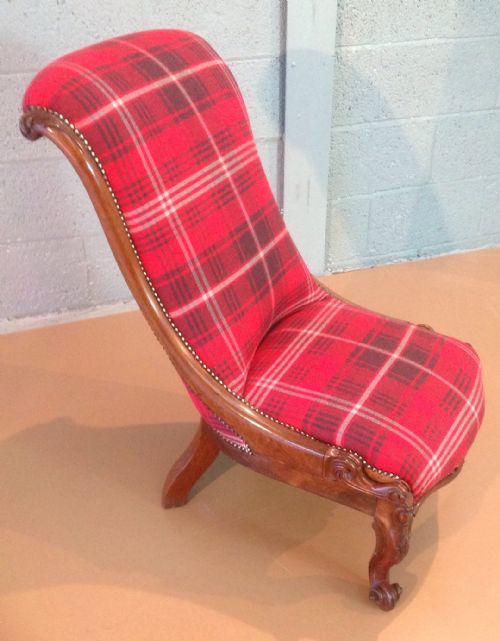 mahogany nursing chair in tartan fabric - CATEGORY: ANTIQUE CHAIRS - DATED 1880
