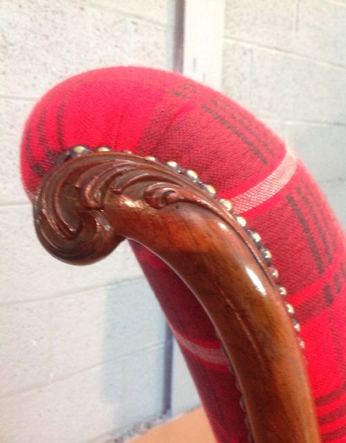 MAHOGANY NURSING CHAIR IN TARTAN FABRIC - ADDITIONAL PHOTO 3