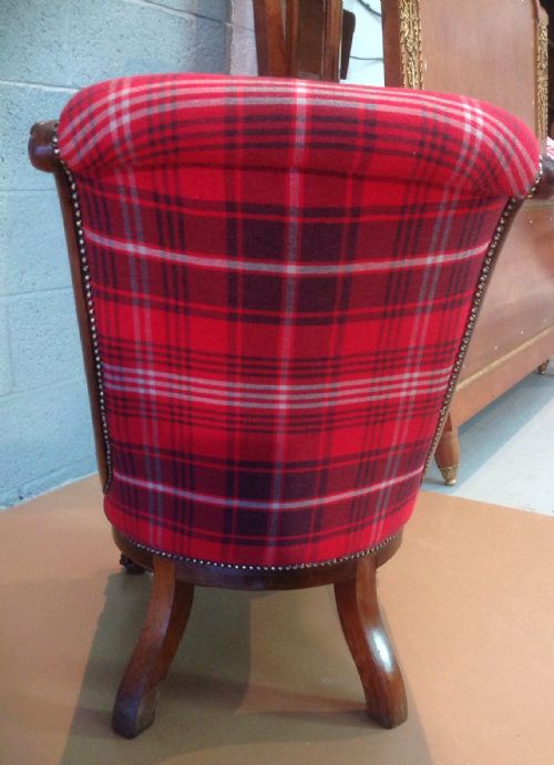 MAHOGANY NURSING CHAIR IN TARTAN FABRIC - ADDITIONAL PHOTO 4