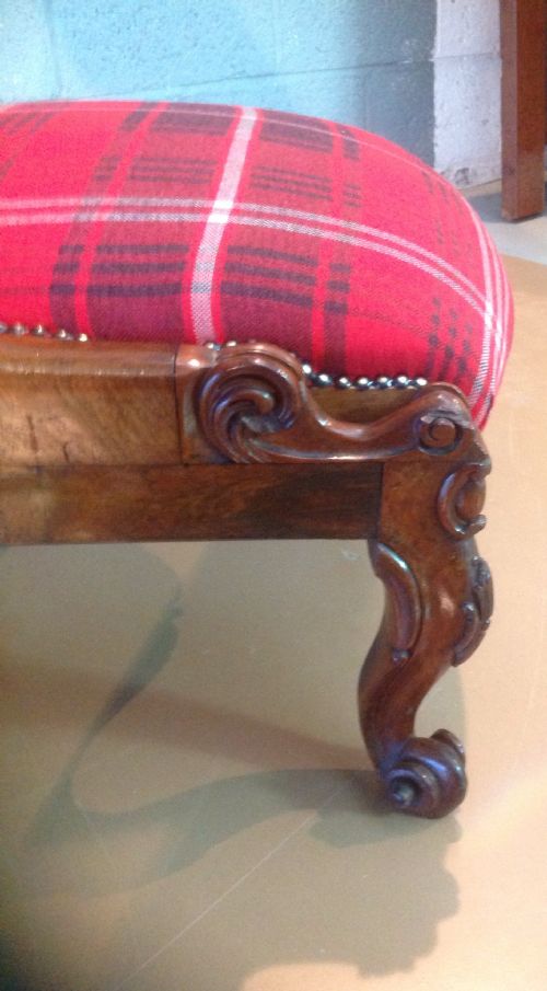 MAHOGANY NURSING CHAIR IN TARTAN FABRIC - ADDITIONAL PHOTO 5