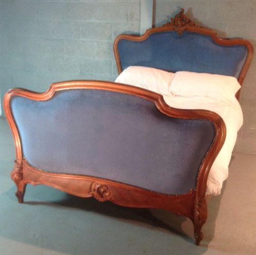 french walnut upholstered bed - CATEGORY: ANTIQUE BEDS - DATED 1910