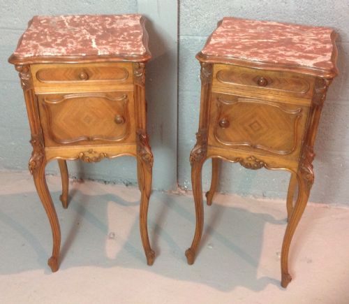 walnut pair of french bedside cabinets - CATEGORY: ANTIQUE CABINETS - DATED 1900