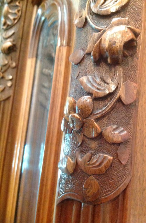 LARGE FRENCH BREAKFRONT WALNUT ARMOIRE - ADDITIONAL PHOTO 2