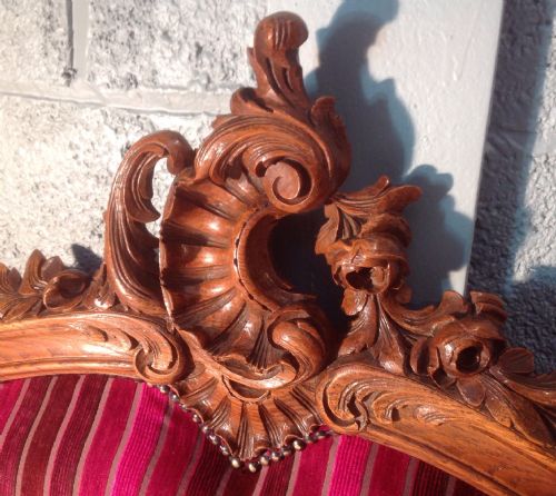 CARVED OAK FRENCH UPHOLSTERED BED - ADDITIONAL PHOTO 1