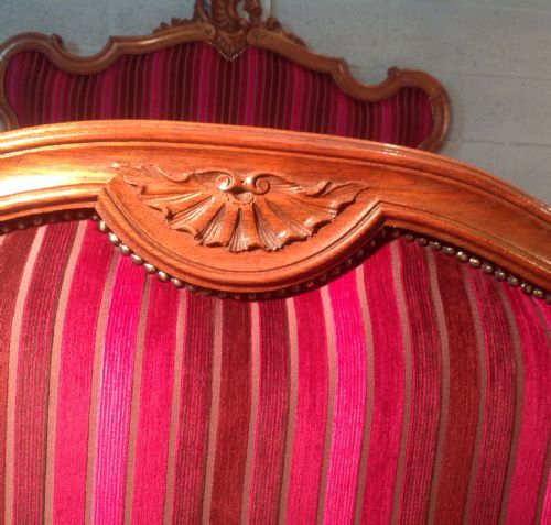 CARVED OAK FRENCH UPHOLSTERED BED - ADDITIONAL PHOTO 3